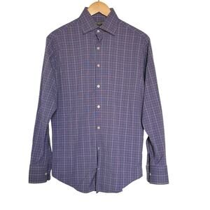 Peter Millar Men’s Summer Comfort Lightweight Dress Shirt Purple Plaid Size S